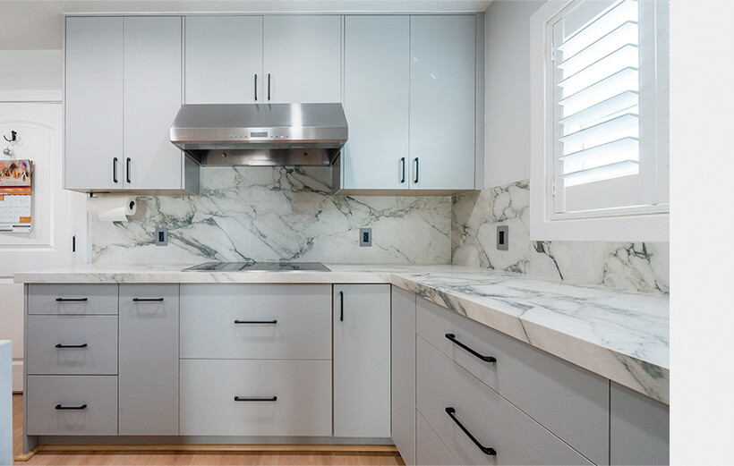 remodeled white marble kitchen