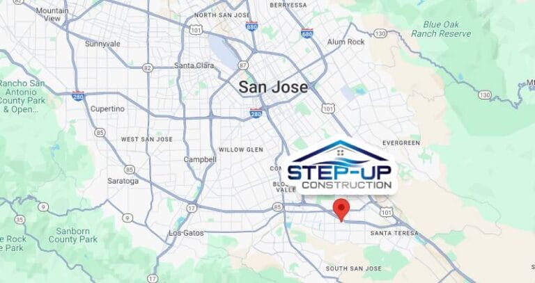 Service area of Step Up Construction, headquartered next to Blossom Valley